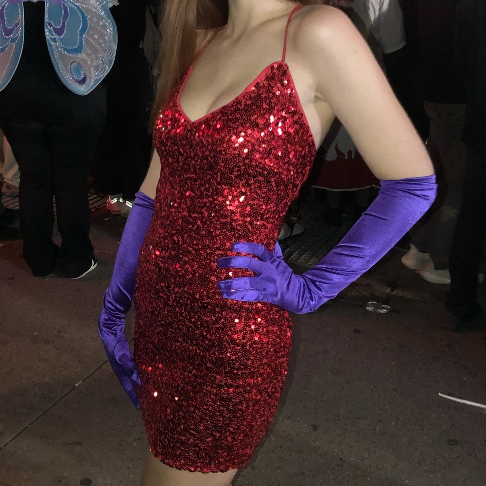 Sparkly Red Sequin Jessica Rabbit Lace-Up Bodycon Party/Homecoming Dress